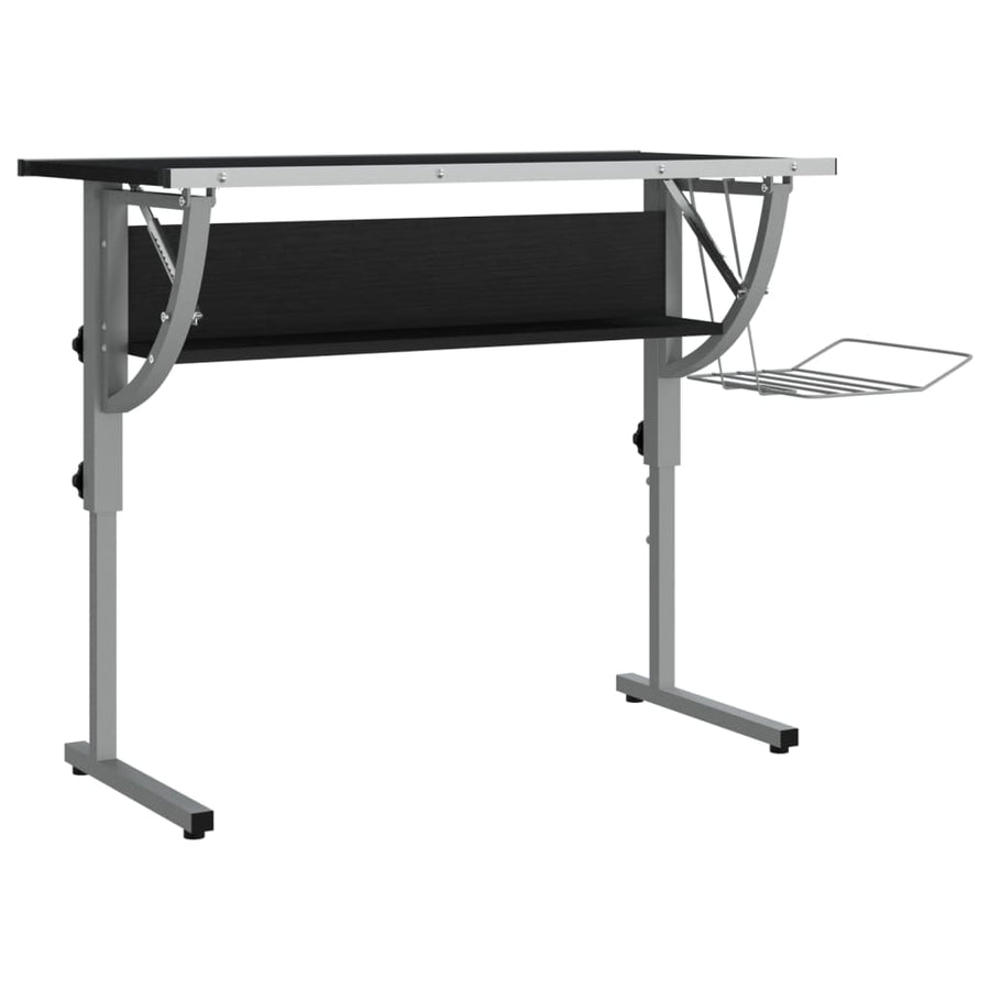Tekentafel 110X53X(58-87) Cm Bewerkt Hout En Staal Zwart/Grijs