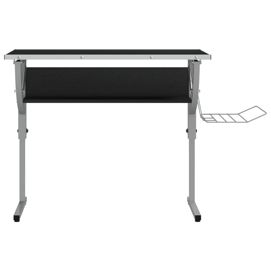 Tekentafel 110X53X(58-87) Cm Bewerkt Hout En Staal Zwart/Grijs