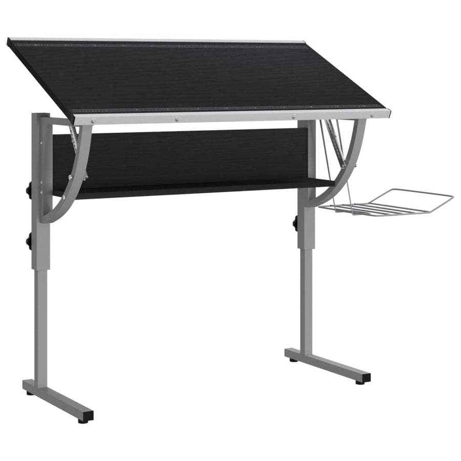 Tekentafel 110X53X(58-87) Cm Bewerkt Hout En Staal Zwart/Grijs