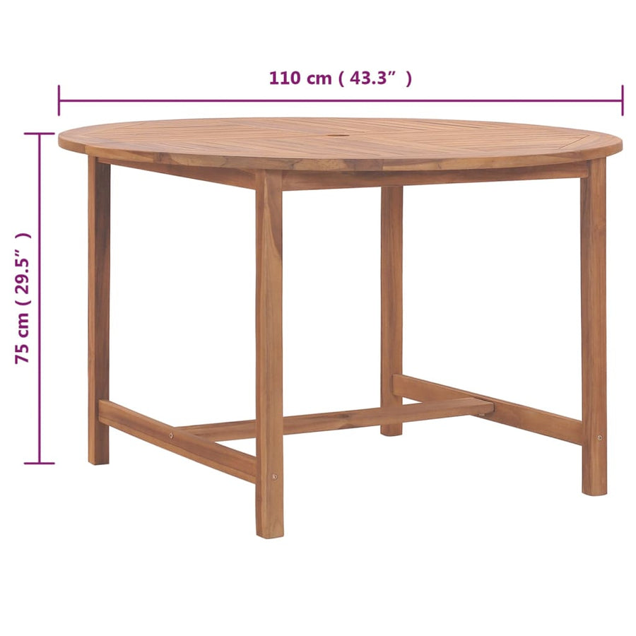 Tuintafel Ø110X75 Cm Massief Teakhout Rond