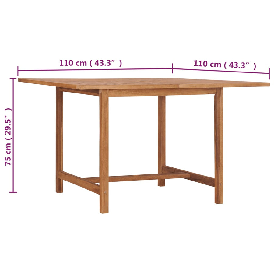Tuintafel 0X0X75 Cm Massief Teakhout Vierkant