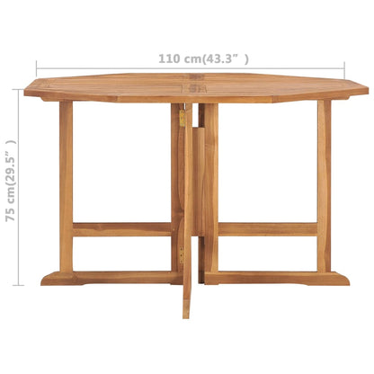 Tuintafel Inklapbaar 110X110X75 Cm Massief Teakhout Achthoekig