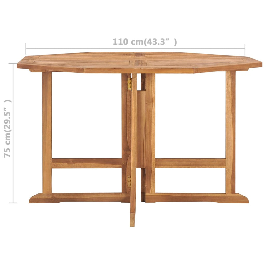 Tuintafel Inklapbaar 110X110X75 Cm Massief Teakhout Achthoekig