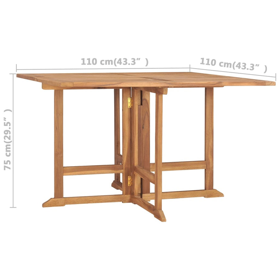 Tuintafel Inklapbaar 110X110X75 Cm Massief Teakhout Vierkant