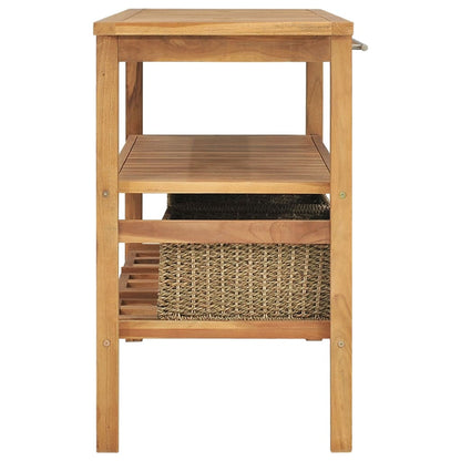Wastafelkast met 3 manden 132x45x75 cm massief teakhout