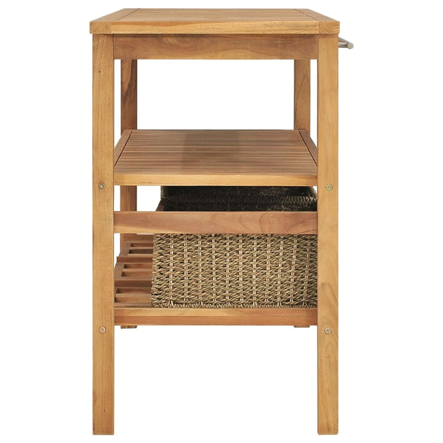 Wastafelkast met 3 manden 132x45x75 cm massief teakhout