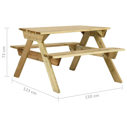 Picknicktafel Met Banken Geïmpregneerd Grenenhout 110 x 123 x 73 cm