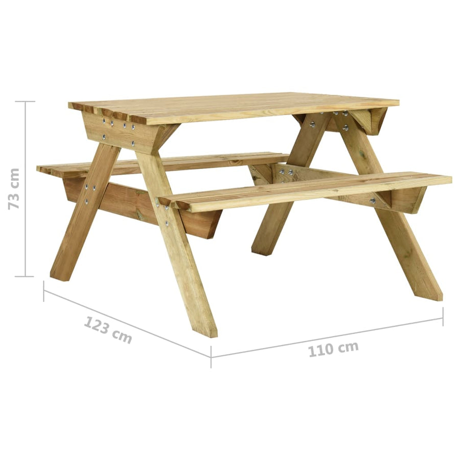 Picknicktafel Met Banken Geïmpregneerd Grenenhout 110 x 123 x 73 cm