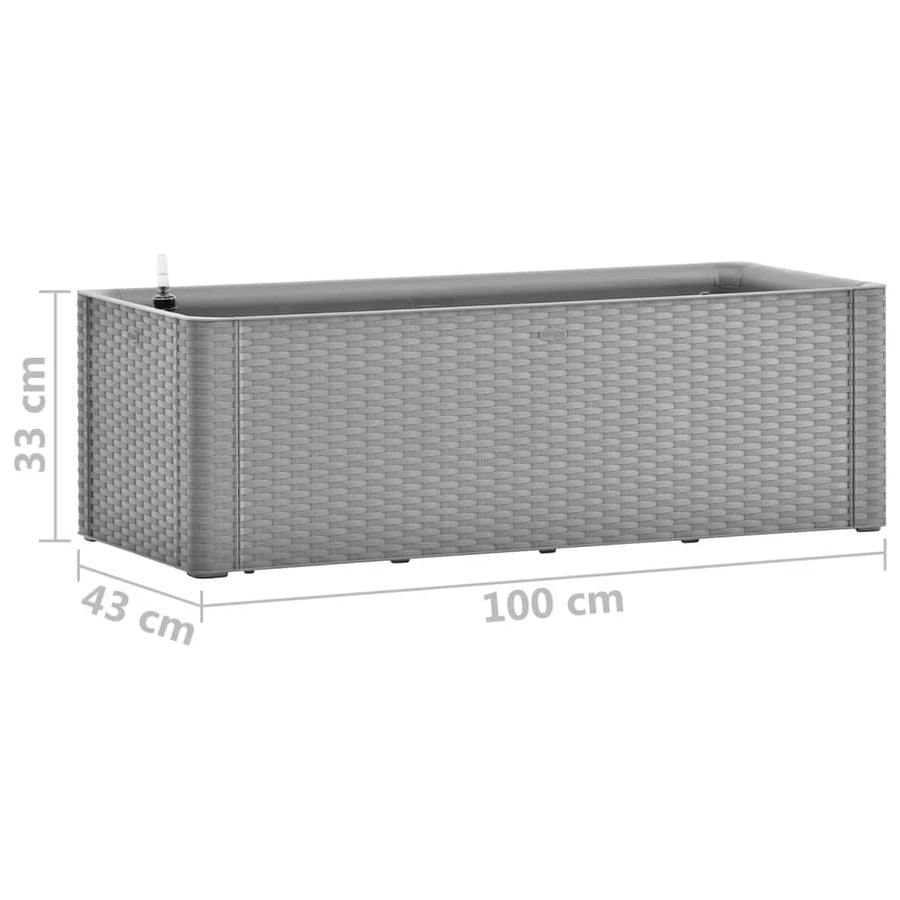 Plantenbak verhoogd met bewateringssysteem 100x43x33 cm grijs 100 x 43 x 33 cm Grijs