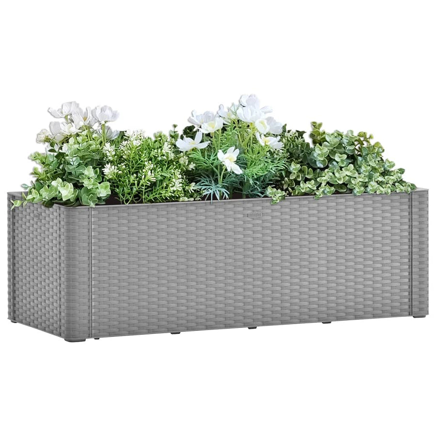 Plantenbak verhoogd met bewateringssysteem 100x43x33 cm grijs 100 x 43 x 33 cm Grijs