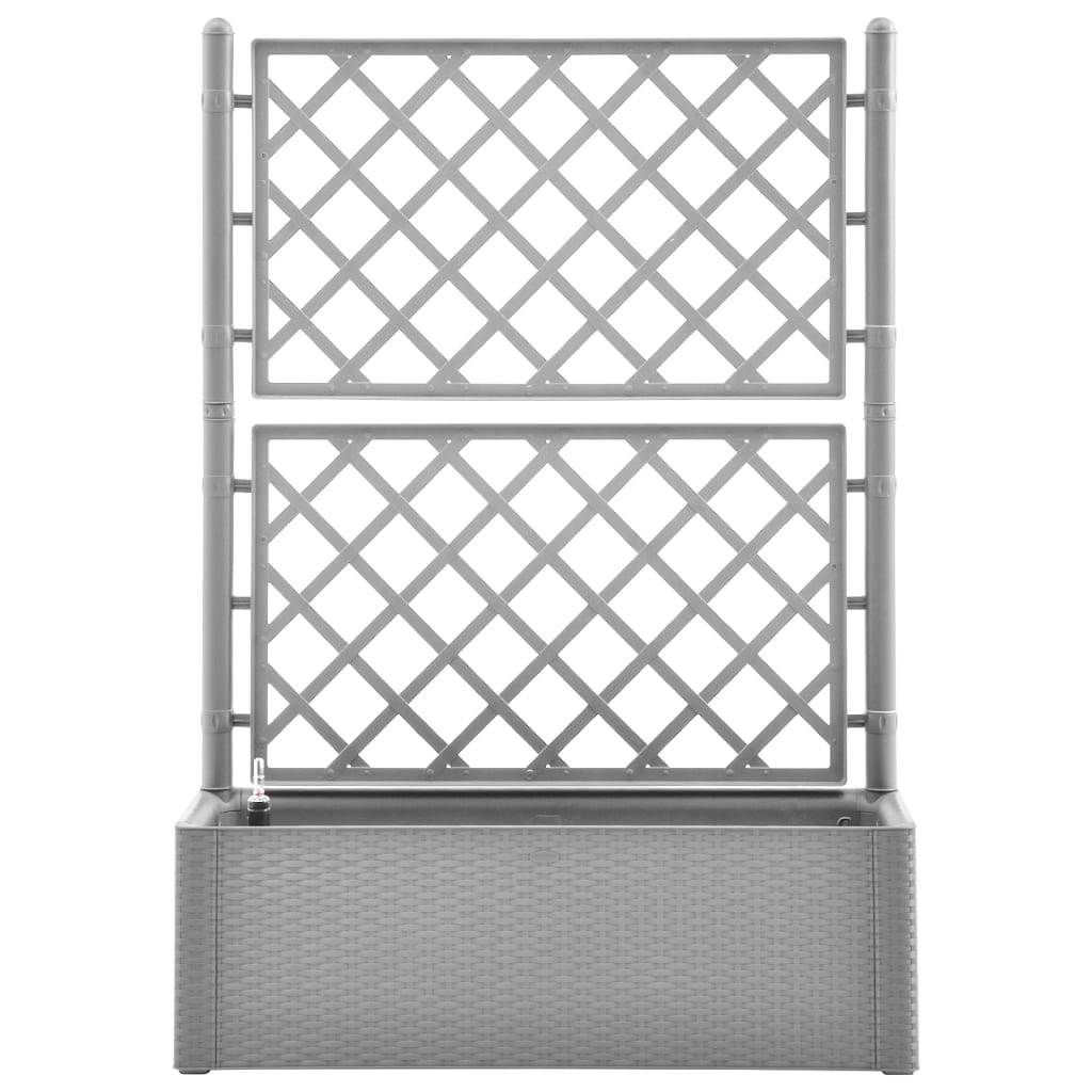 Plantenbak verhoogd met latwerk en zelfbewateringssysteem grijs 100 x 43 x 142 cm Grijs