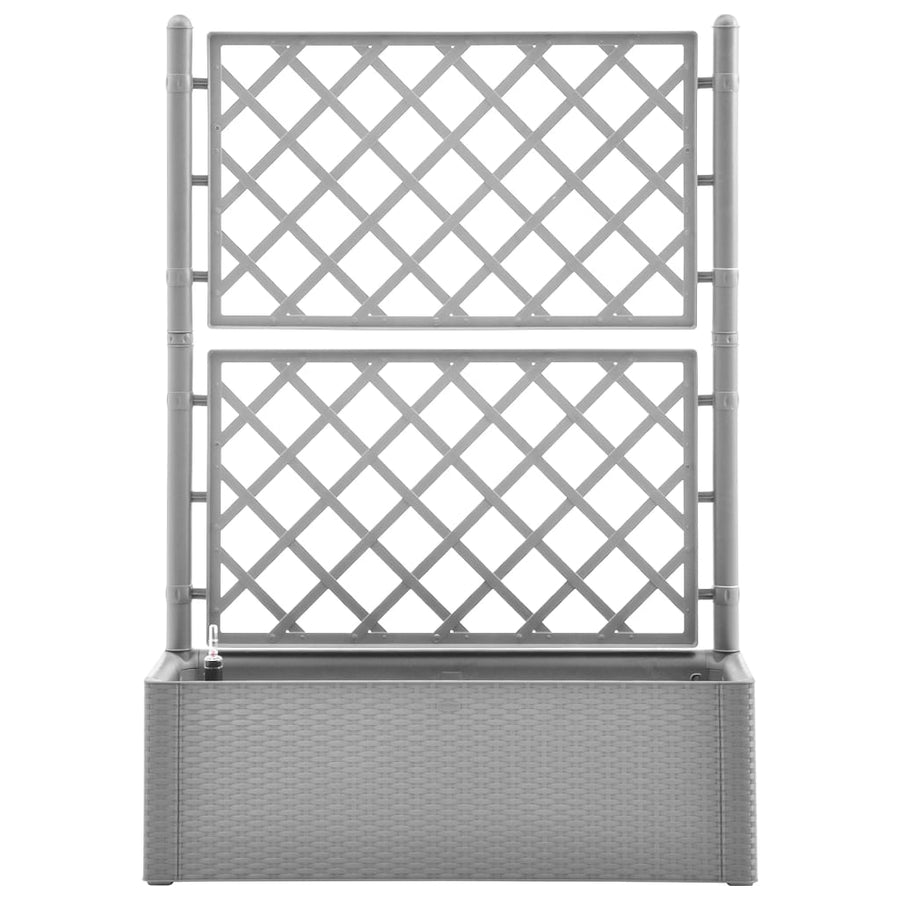 Plantenbak verhoogd met latwerk en zelfbewateringssysteem grijs 100 x 43 x 142 cm Grijs