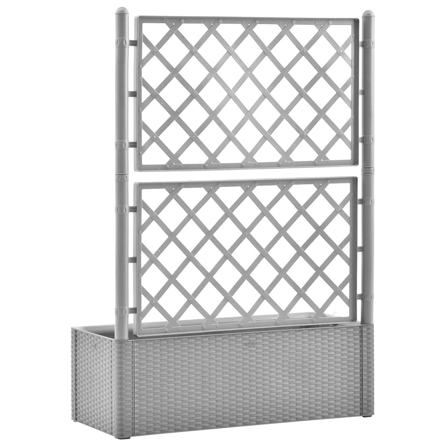 Plantenbak verhoogd met latwerk en zelfbewateringssysteem grijs 100 x 43 x 142 cm Grijs