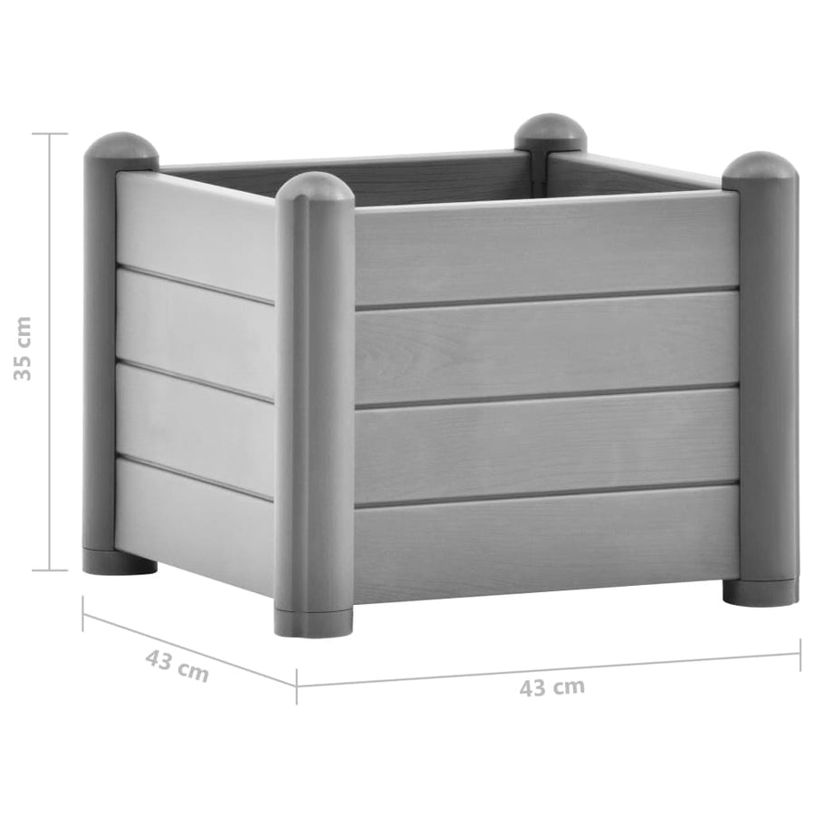 Plantenbak verhoogd 43x43x35 cm PP steengrijs 43 x 43 x 35 cm Grijs