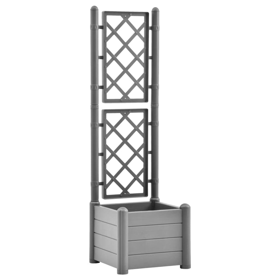 Plantenbak met latwerk 43x43x142 cm PP steengrijs 43 x 43 x 142 cm Grijs