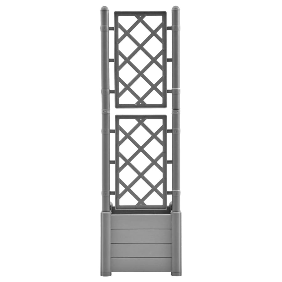 Plantenbak met latwerk 43x43x142 cm PP steengrijs 43 x 43 x 142 cm Grijs