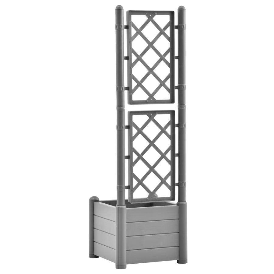 Plantenbak met latwerk 43x43x142 cm PP steengrijs 43 x 43 x 142 cm Grijs