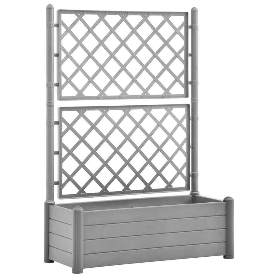 Plantenbak met latwerk 100x43x142 cm PP-steen grijs 100 x 43 x 142 cm Grijs