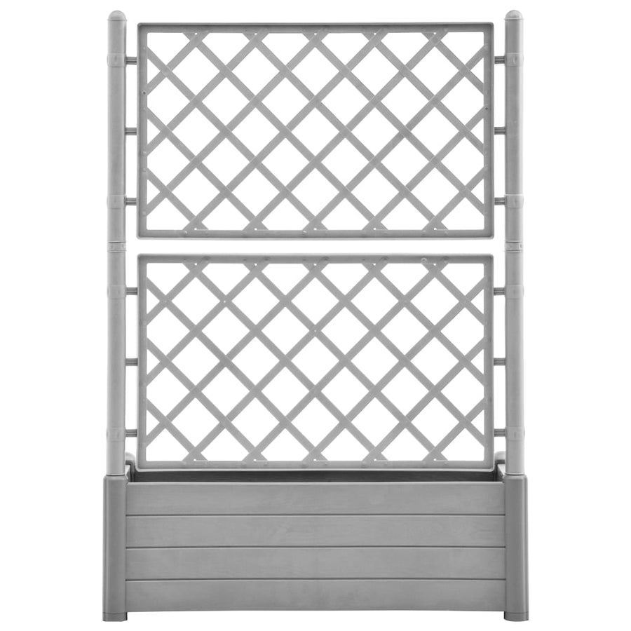 Plantenbak met latwerk 100x43x142 cm PP-steen grijs 100 x 43 x 142 cm Grijs