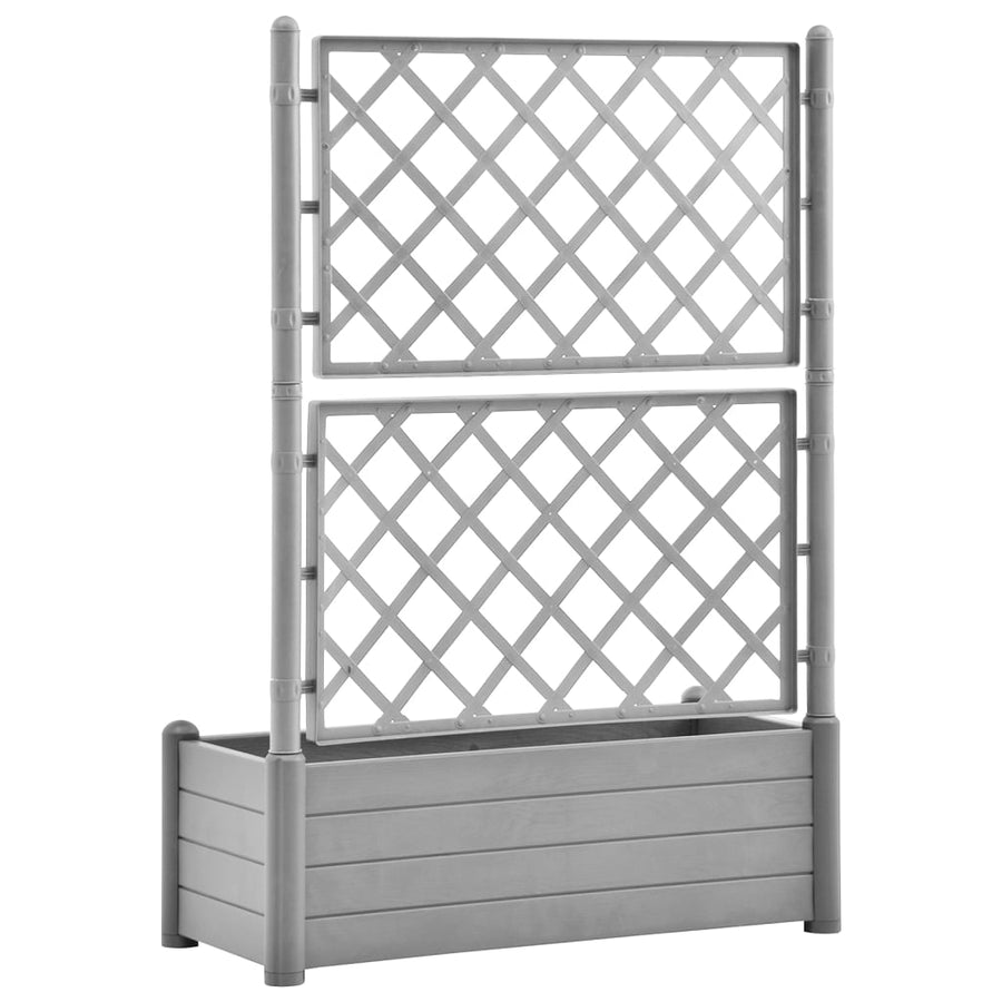 Plantenbak met latwerk 100x43x142 cm PP-steen grijs 100 x 43 x 142 cm Grijs