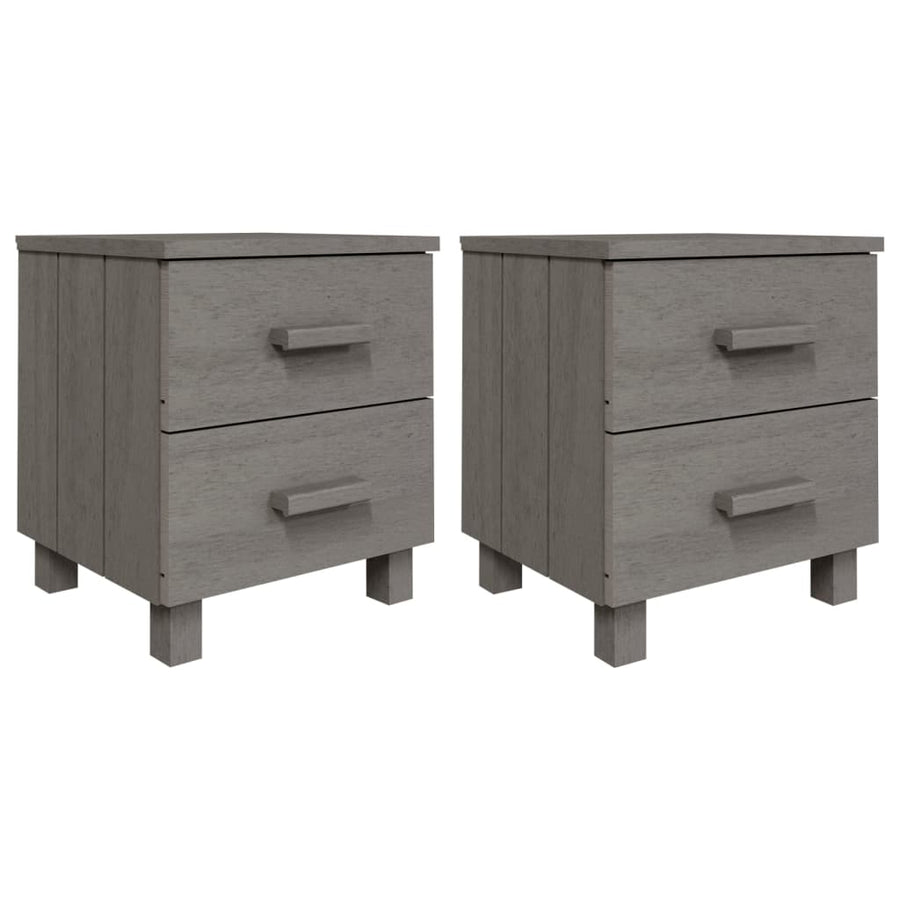 Nachtkastjes HAMAR 2 st 40x35x44,5 cm grenenhout lichtgrijs 2 Lichtgrijs