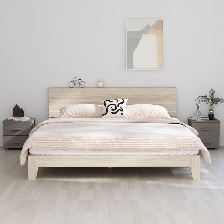 Nachtkastjes HAMAR 2 st 40x35x44,5 cm grenenhout lichtgrijs 2 Lichtgrijs
