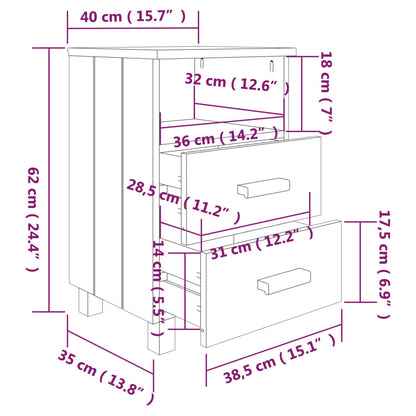 Nachtkastjes Hamar 40X35X6 Cm Grenenhout 2 Honingbruin