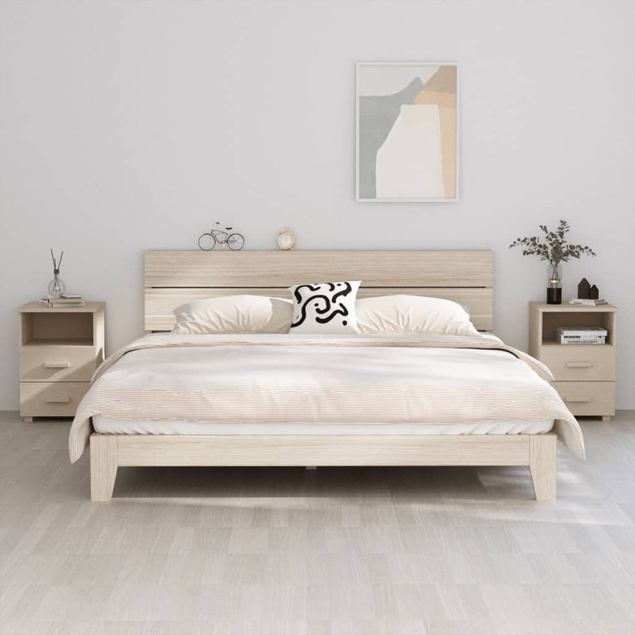 Nachtkastjes Hamar 40X35X6 Cm Grenenhout 2 Honingbruin