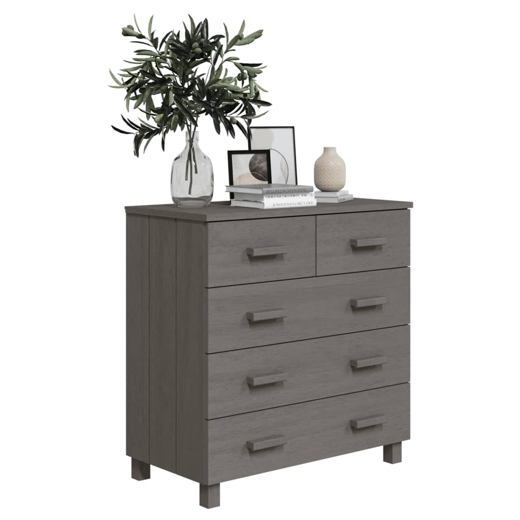 Dressoir Hamar 79X40X80 Cm Massief Grenenhout Lichtgrijs