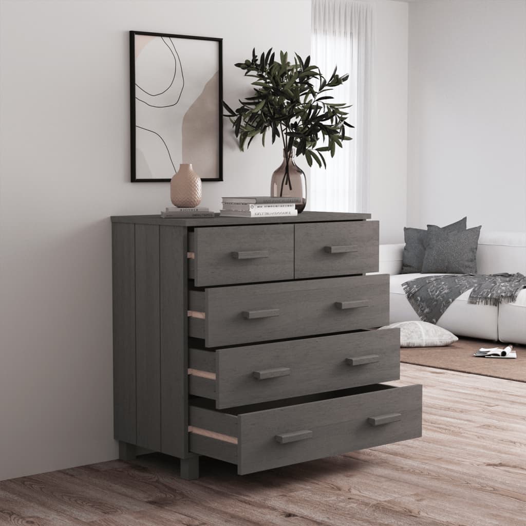 Dressoir Hamar 79X40X80 Cm Massief Grenenhout Lichtgrijs