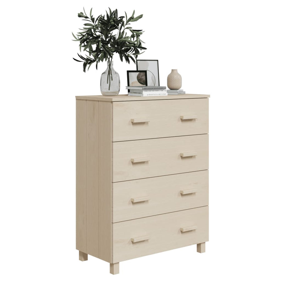 Dressoir Hamar 79X40X03,5 Cm Massief Grenenhout Honingbruin