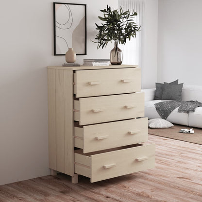 Dressoir Hamar 79X40X03,5 Cm Massief Grenenhout Honingbruin
