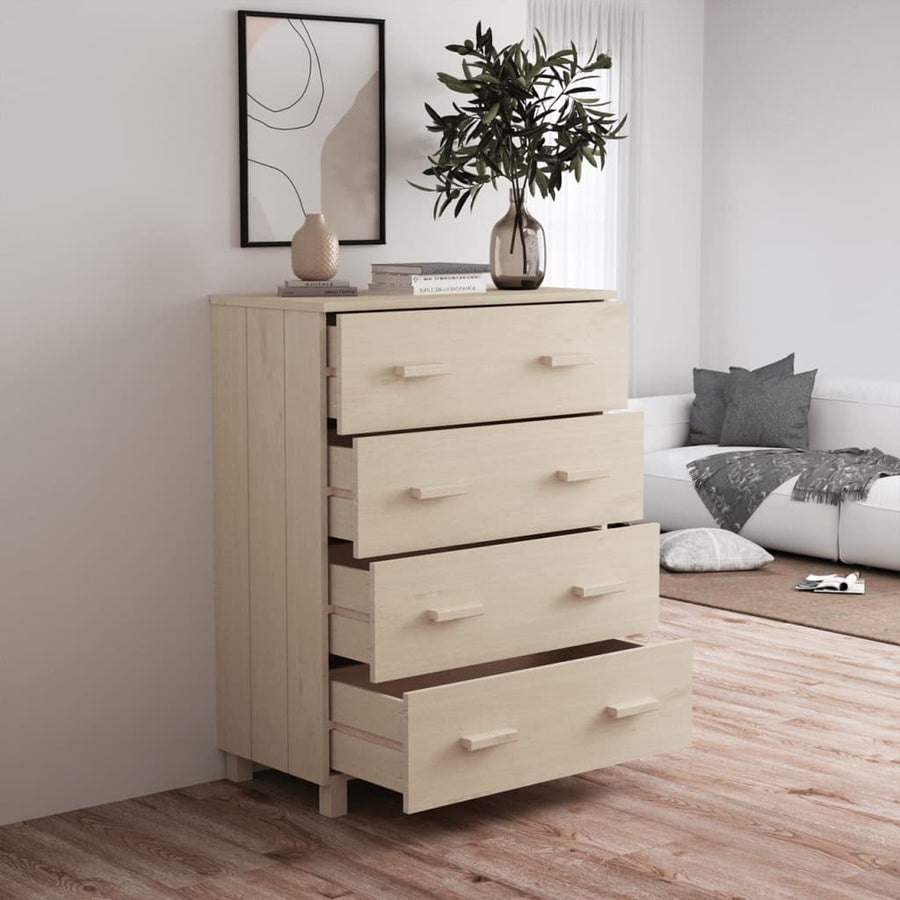 Dressoir Hamar 79X40X03,5 Cm Massief Grenenhout Honingbruin