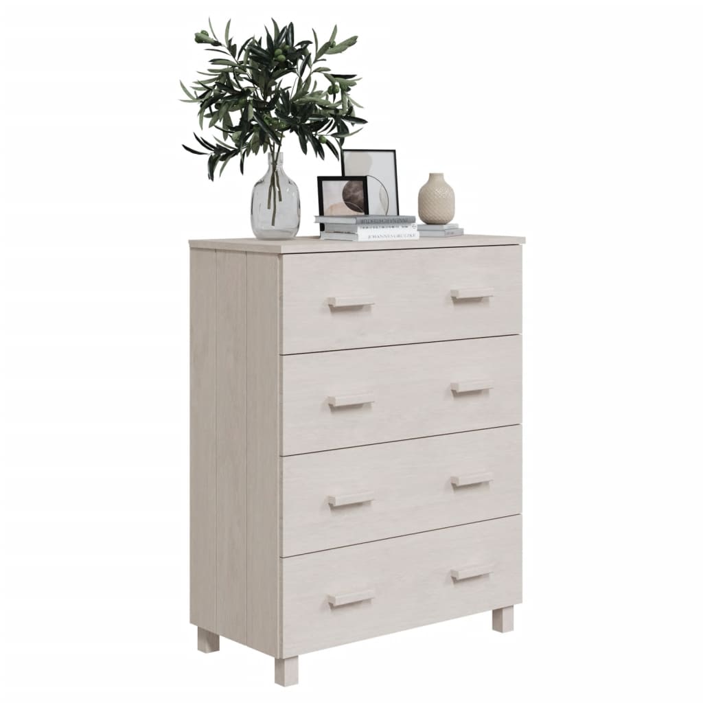 Dressoir Hamar 79X40X03,5 Cm Massief Grenenhout Wit