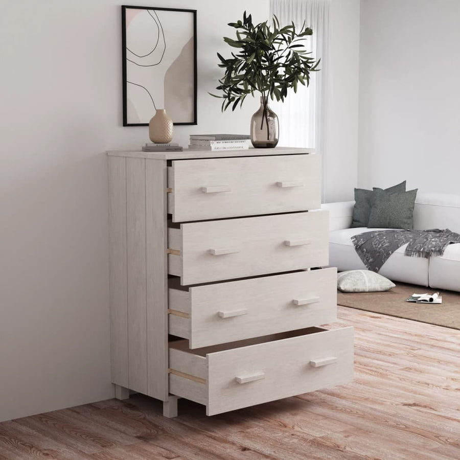 Dressoir Hamar 79X40X03,5 Cm Massief Grenenhout Wit
