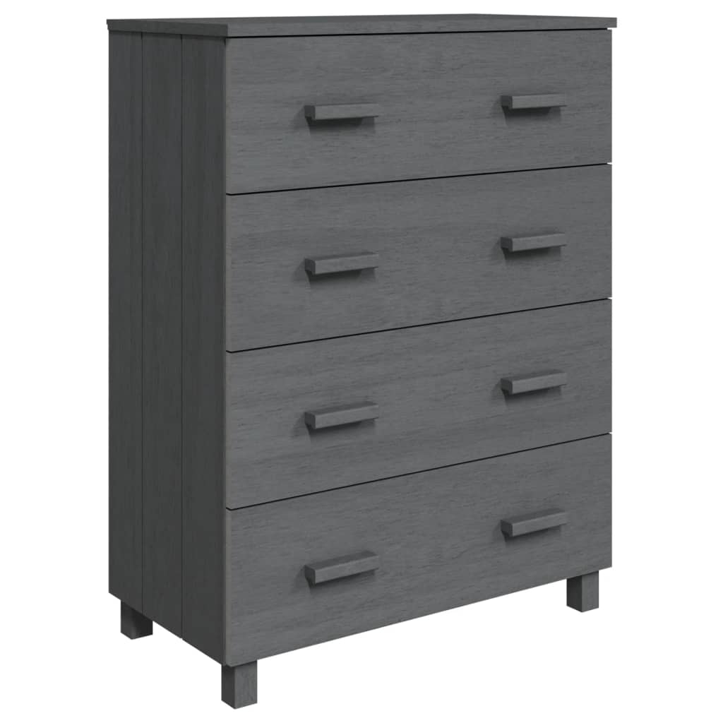 Dressoir Hamar 79X40X03,5 Cm Massief Grenenhout Donkergrijs
