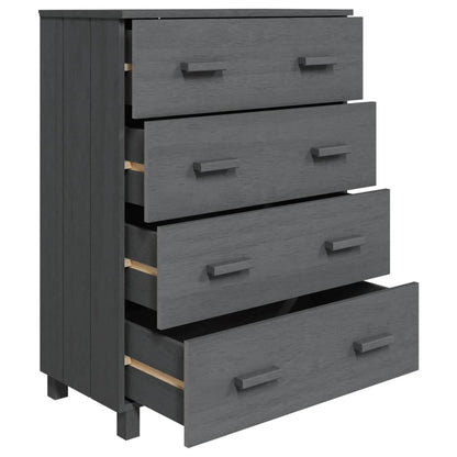 Dressoir Hamar 79X40X03,5 Cm Massief Grenenhout Donkergrijs