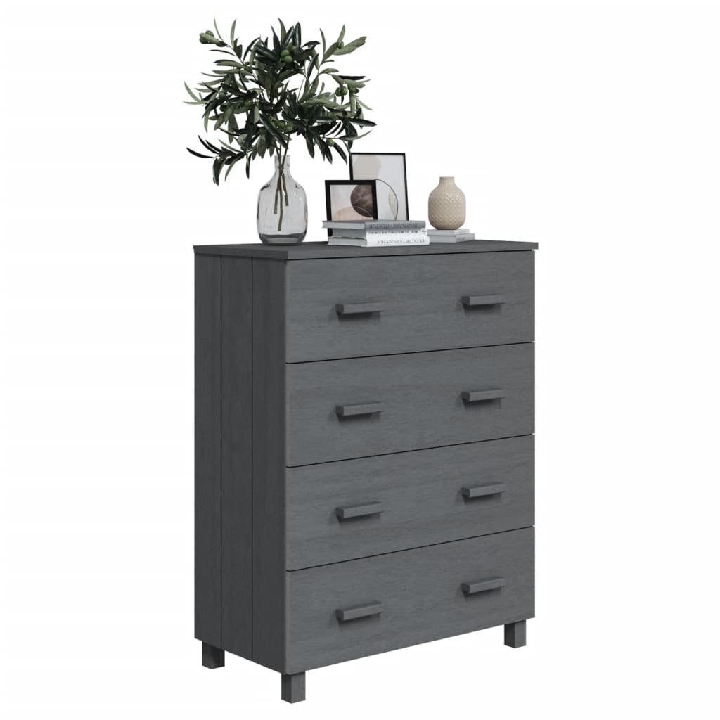 Dressoir Hamar 79X40X03,5 Cm Massief Grenenhout Donkergrijs