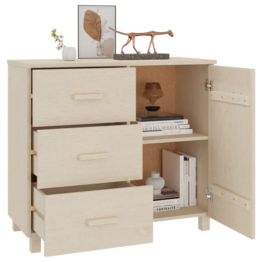 Dressoir Hamar 90X40X80 Cm Massief Grenenhout Honingbruin