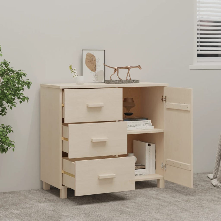 Dressoir Hamar 90X40X80 Cm Massief Grenenhout Honingbruin