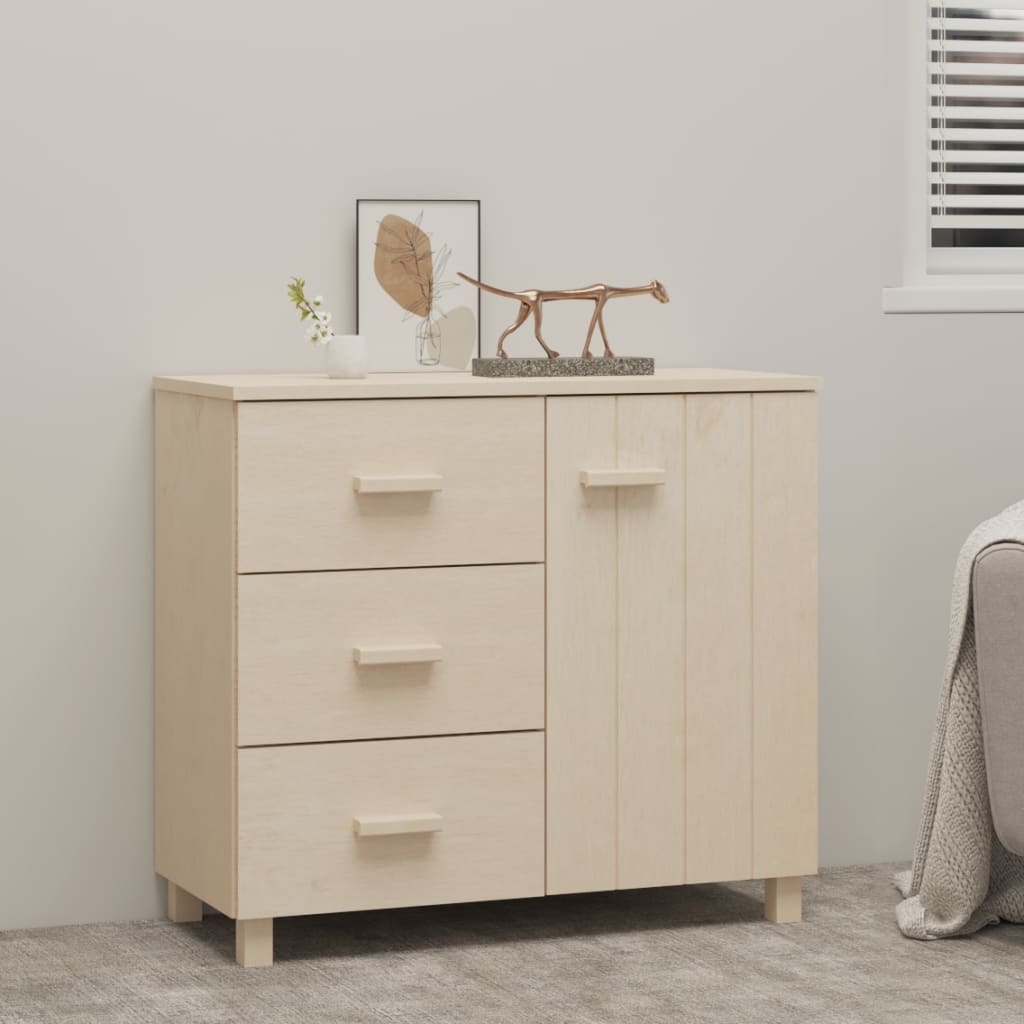 Dressoir Hamar 90X40X80 Cm Massief Grenenhout Honingbruin