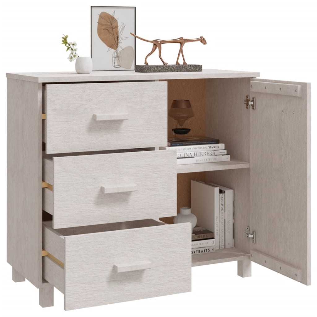 Dressoir Hamar 90X40X80 Cm Massief Grenenhout Wit