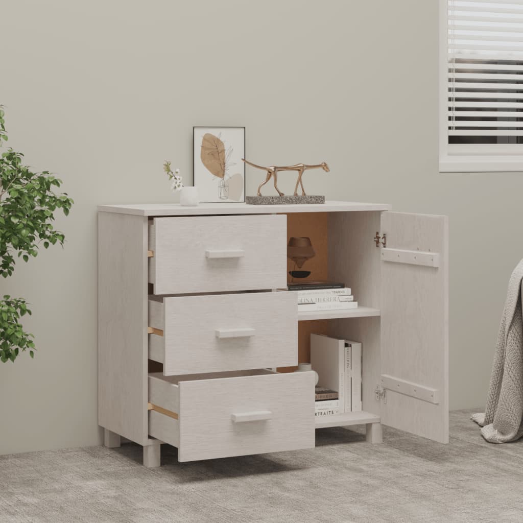 Dressoir Hamar 90X40X80 Cm Massief Grenenhout Wit