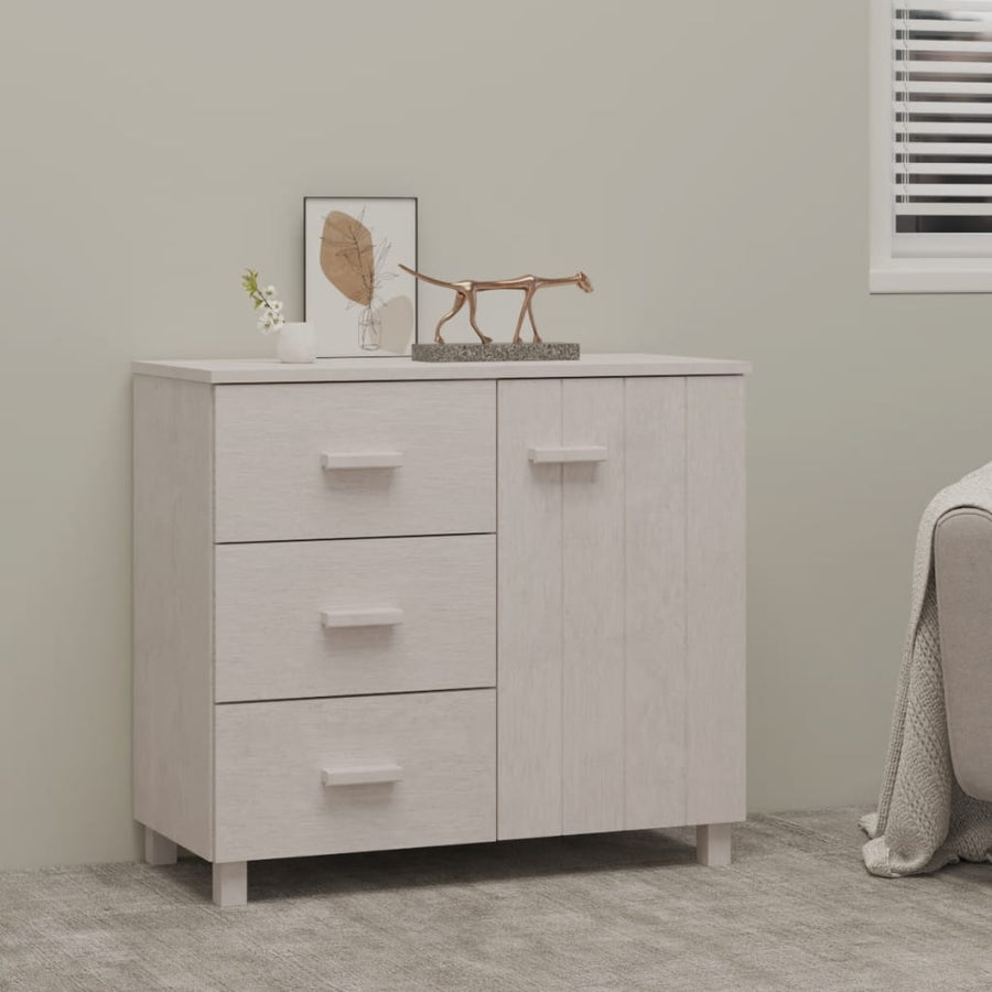 Dressoir Hamar 90X40X80 Cm Massief Grenenhout Wit