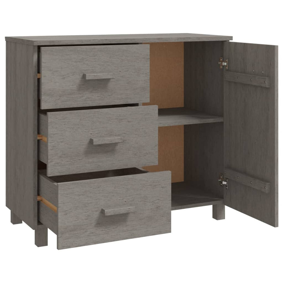 Dressoir Hamar 90X40X80 Cm Massief Grenenhout Lichtgrijs