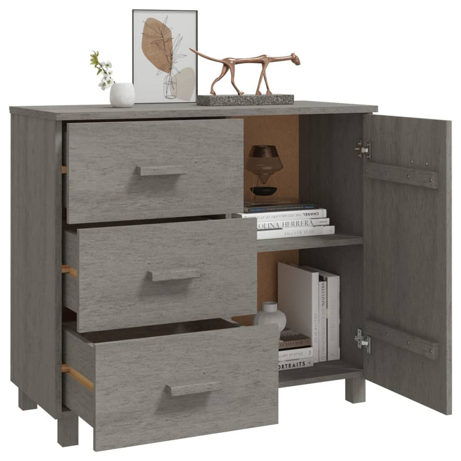 Dressoir Hamar 90X40X80 Cm Massief Grenenhout Lichtgrijs
