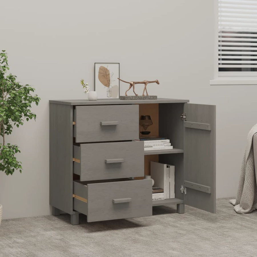 Dressoir Hamar 90X40X80 Cm Massief Grenenhout Lichtgrijs