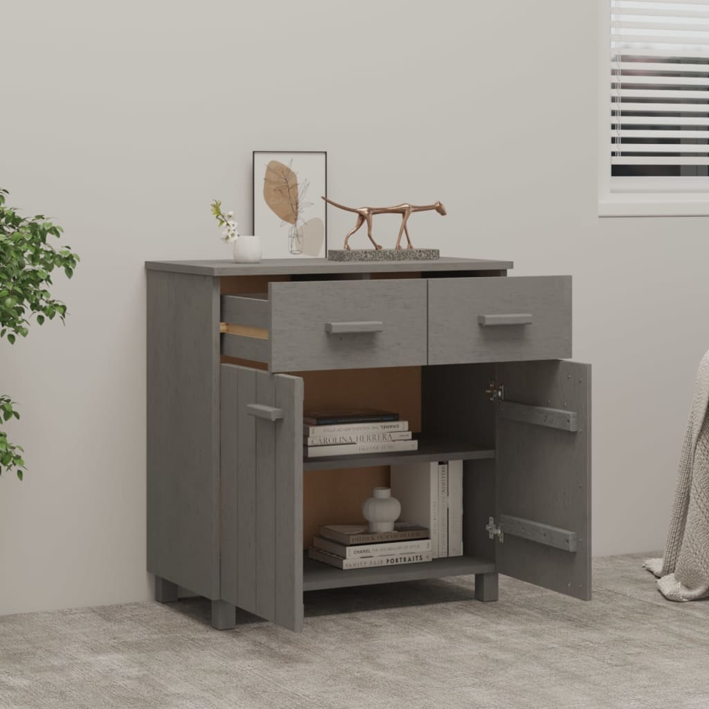 Dressoir Hamar 79X40X80 Cm Massief Grenenhout Lichtgrijs