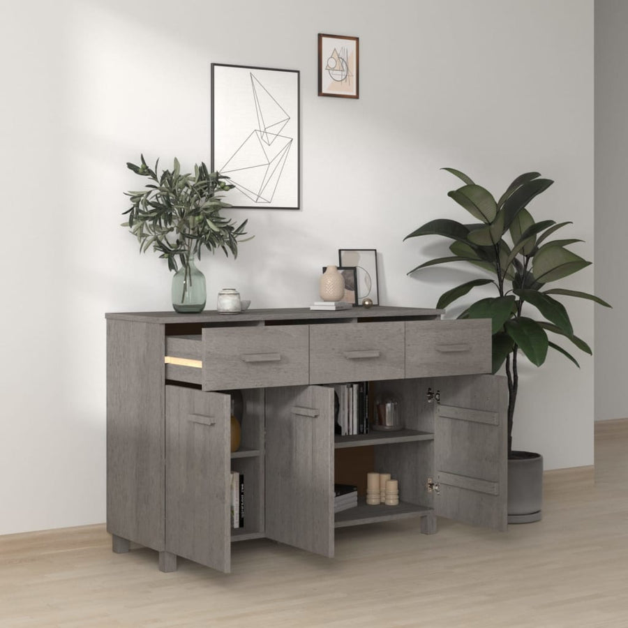 Dressoir Hamar 113X40X80 Cm Massief Grenenhout Lichtgrijs