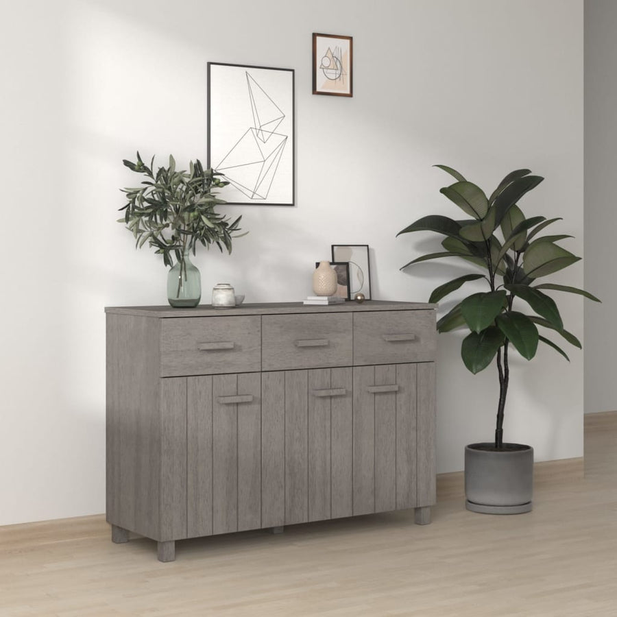 Dressoir Hamar 113X40X80 Cm Massief Grenenhout Lichtgrijs